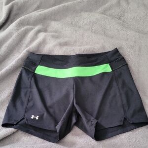 Under Armour Black and Green Athletic Shorts with Moisture-Wicking Fabric
